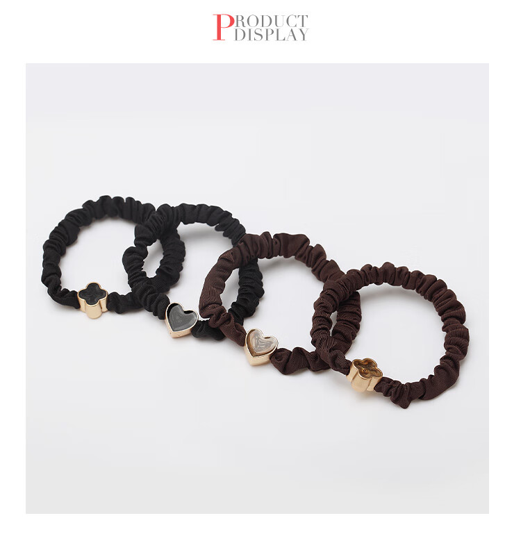 CHIMERA 4 Ponytail Hair Ties, Simple Glazed Heart-Shaped Hair Bands, Hair Ties for Women, Mid-Autumn Festival Gift 6