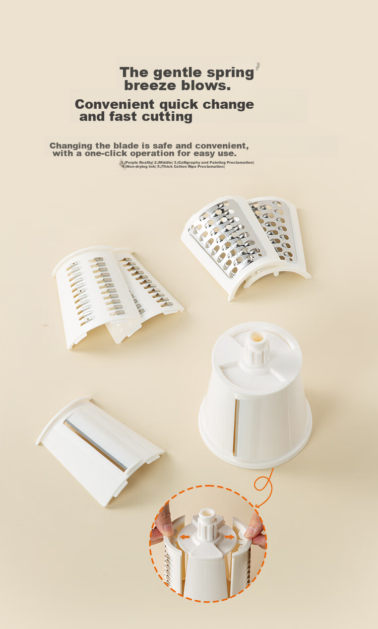 JD Original Grater, Potato Slicer, Large Diameter Multifunctional Hand-Cranked Vegetable Cutter with 3 Blades 8