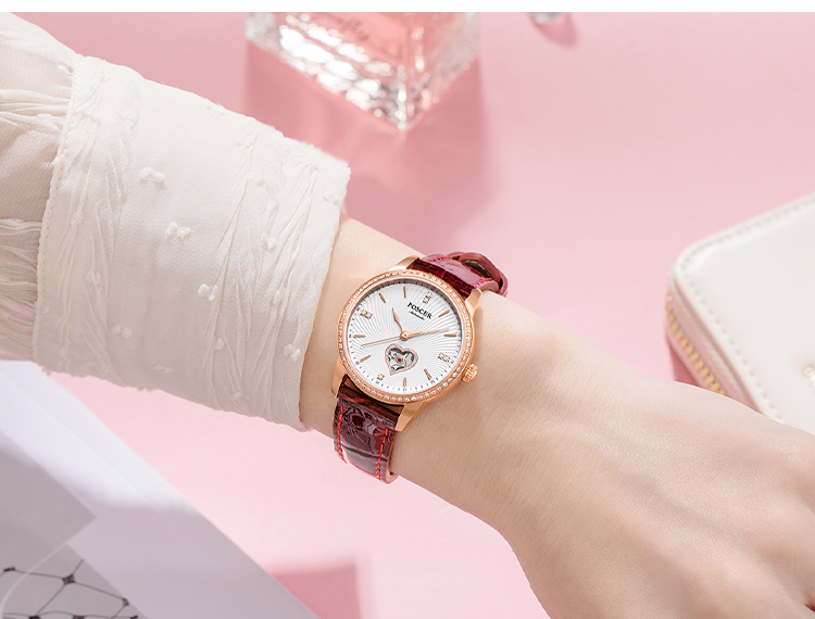 POS CER (POSCER) Women's Watch, Birthday Gift for Girlfriend, Heart-Shaped Skeleton Mechanical Watch, Top Ten Brand Watch, 51021 8