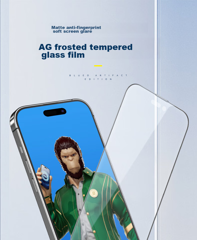 Lanxingxiansheng Tempered Glass Screen Protector for IPhone 15 Plus/14 Pro Max, Full Coverage HD Anti-Fingerprint Frosted Anti-Drop AG Anti-Glare Protective Film 1