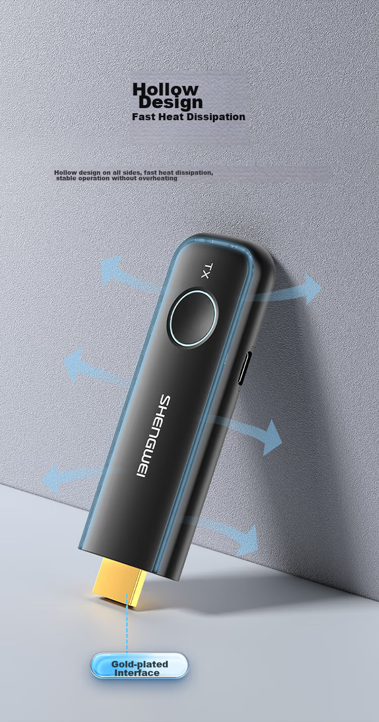 Shengwei HDMI Enterprise-Grade Wireless Screen Mirroring Device, High-Definition Conference Sharing, Laptop to Projector TV Transmitter, Point-To 30 Meters, DHD005AB 18