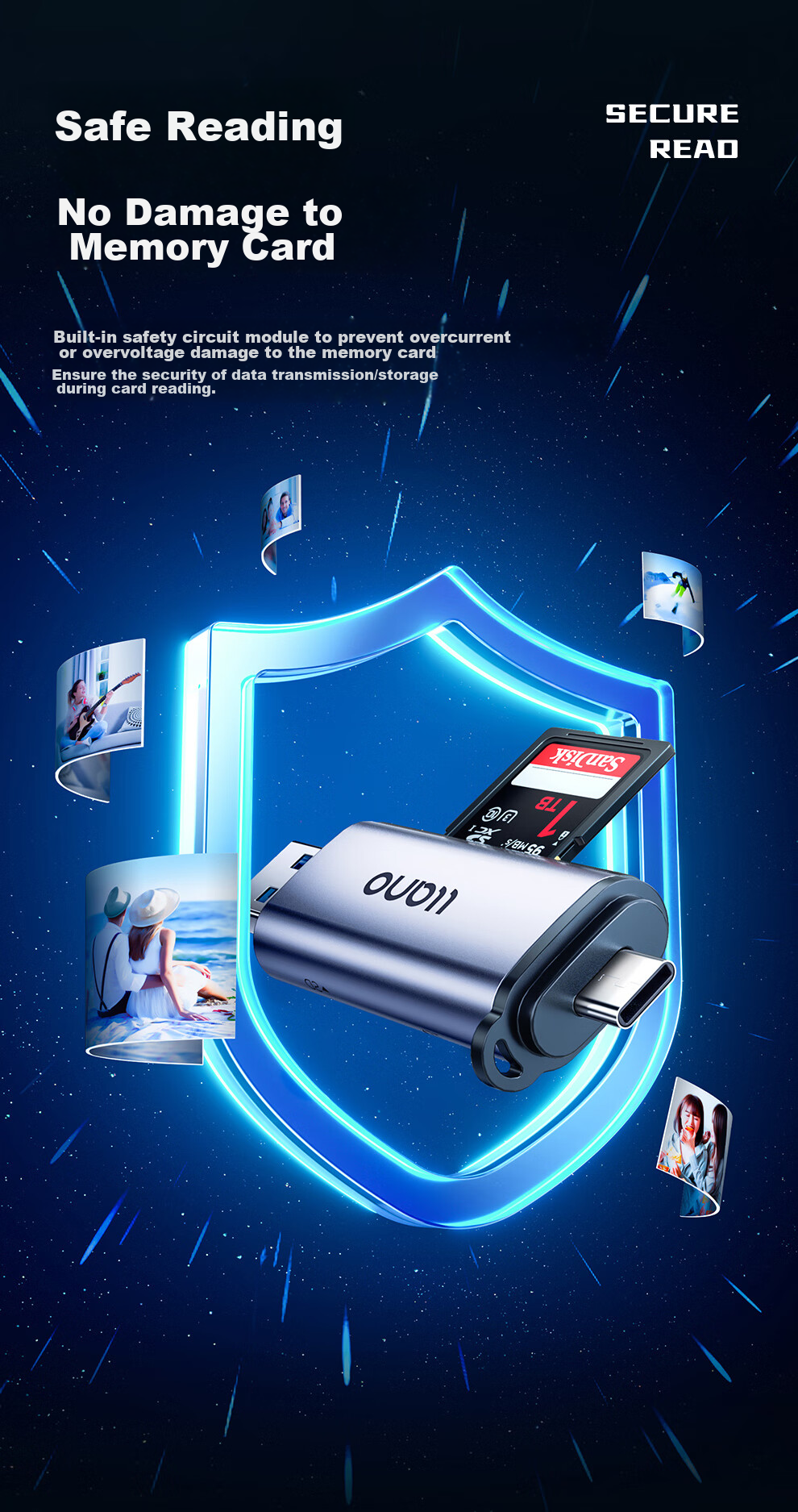 Llano USB/Type-C Card Reader 3.0 High-Speed SD/TF Card Multi-Functional All-In Dual Card Reader Compatible with Action Cameras, Android, Apple 17 Phones/iPad Tablets Drones 5