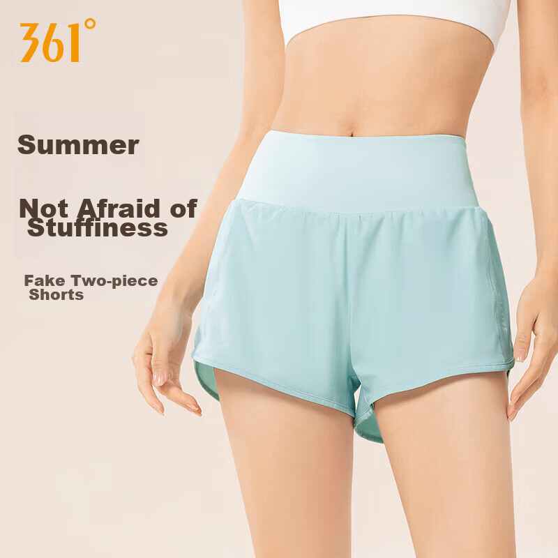 361° Sports Fitness Yoga Shorts, Summer Thin Style, Anti-Exposure, Fake Two-Piece Design, Running Sports Outer Wear, Breathable Shorts