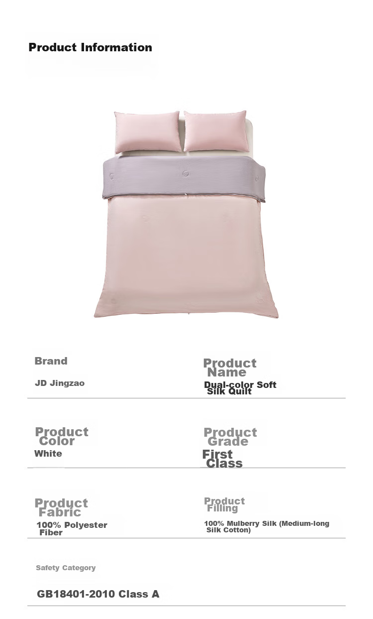 JD Original 100% Silk Comforter, Luxurious Two-Tone Winter Duvet, Silk Winter Quilt - Double-Layer Duvet 2.2x2.4m Approximately 8 Ji 16