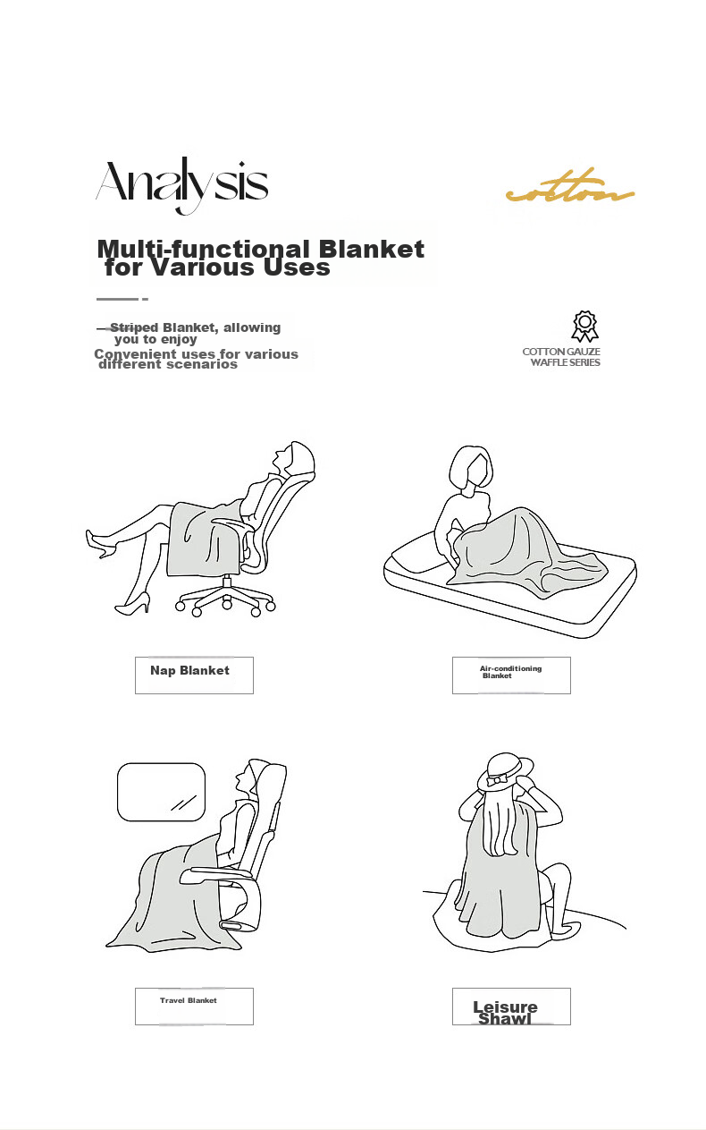 Hengyuanxiang Pure Cotton Gauze Towel Blanket, Air Conditioning Quilt, Nap Sofa Throw, Office Shawl, 100*150cm 14