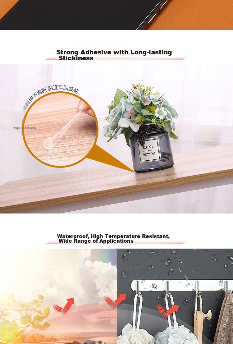 3M Double-Sided Tape VHB™ Strong Adhesive, Traceless, Heat-Resistant, Suitable for ETC, Model 4910 Transparent Strong Version, Diameter 40mm, 5 Pieces 3