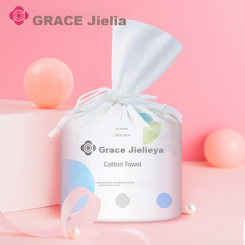 Grace Disposable Facial Cleansing Wipes, Thick Pearl Texture, for Face Washing And Makeup, Wet And Dry Use, Soft Tissue for Women, 60 Pieces