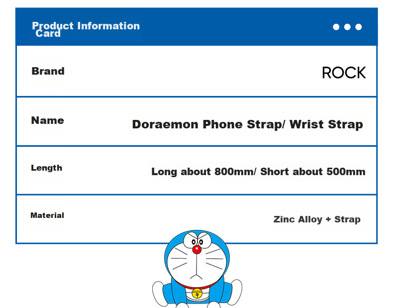 ROCK Doraemon Phone Lanyard, Neck Strap, Crossbody Phone Chain, Wrist Weave, Anti-Theft, Anti-Loss Device, Shockproof, Portable, Durable, High-End Feel, Cute Cartoon Design for Men And Women, Tongluoshao 2