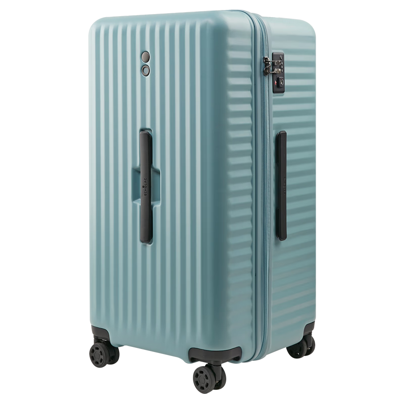 Echolac Extra-Large Capacity Trolley Suitcase, Square Travel Case, TSA Combination Lock Luggage, PC183K, Blue, 28 Inches