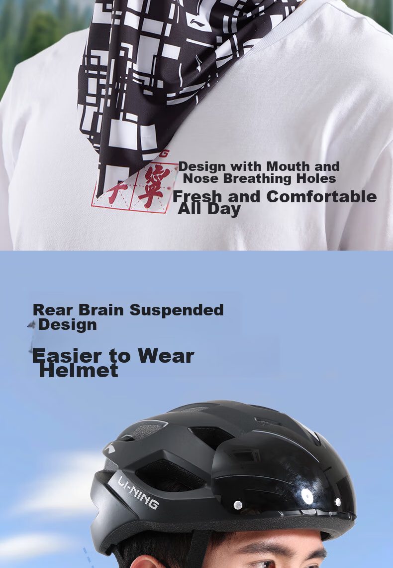 Li-Ning Sun Protection Face Mask for Men, Cycling Ice Silk Ear-Loop Mask, Delivery Rider Courier Face Covering, Hiking Fishing Neck Gaiter 10