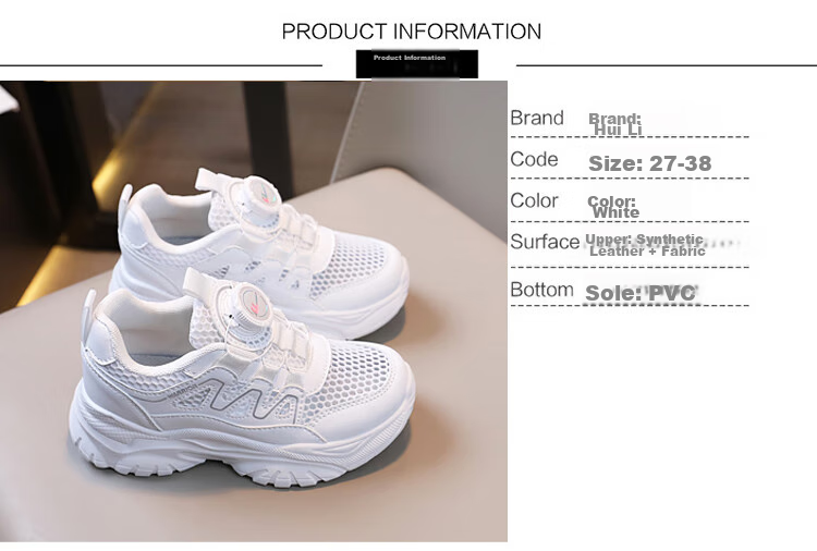 Warrior Children's Shoes, Mesh Upper White Sneakers, Sandals, Button Sports Shoes, Casual Shoes, Skateboard Shoes, WZ(CL)-0454, White, Size 28 2