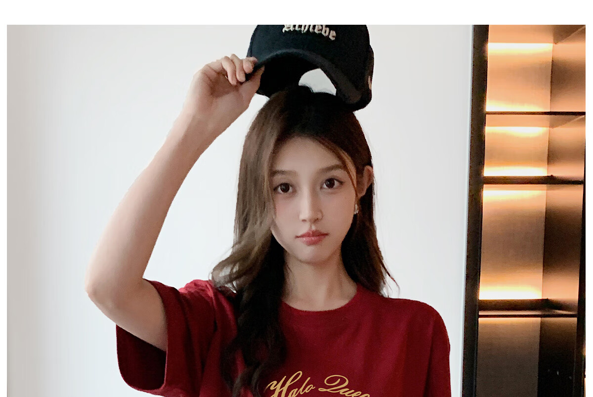 Halo Queen Women's Summer Short-Sleeve Round Neck T-Shirt, Cute Rabbit Print T-Shirt, Loose-Fitting Slimming Top, Women's H143T1417 36
