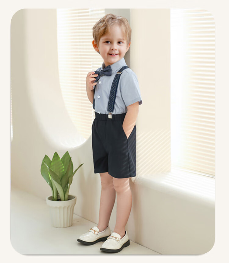 LUOBOBEIBEI Boys' Formal Wear, Children's Suspender Pants And Vest Set, Back-To Chorus Host New Year's Outfit, Suspender Pants Set, Size 120 5