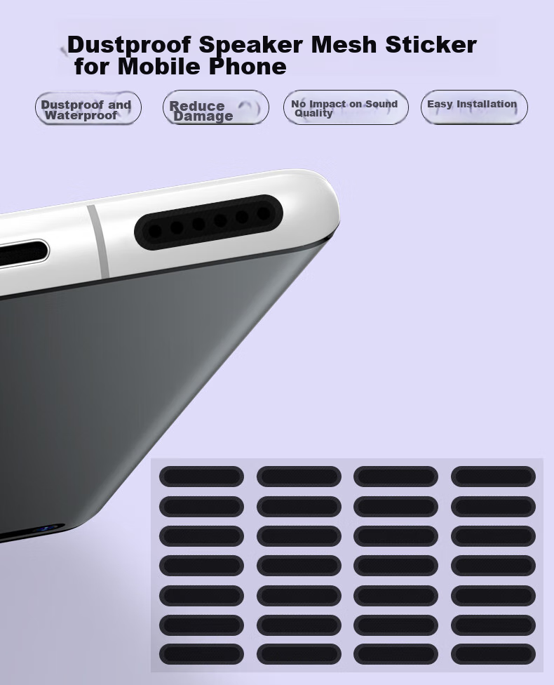 Smorss Phone Speaker Hole Dust Cover, Loudspeaker Dust Sticker, Earphone Dust Cover, Charging Port Plug Earphone Mesh Sticker 1