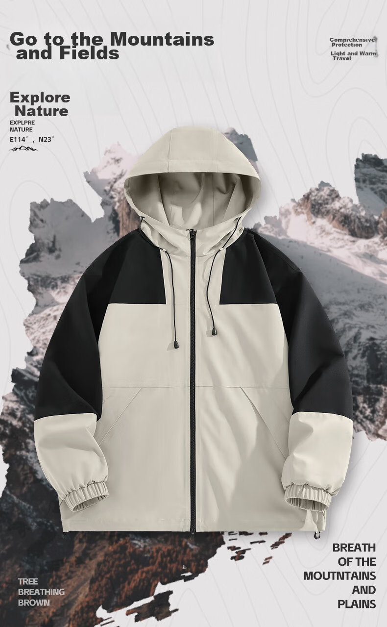 Jeanswest Men's Jacket, 2025 Autumn Season, Loose-Fitting Large Size Outdoor Sports Jacket, Men's Waterproof Windproof Oversized Coat B 3