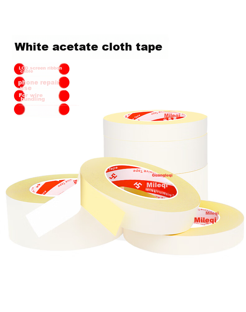 Mileqi High Viscosity White Acrylic Electrical Tape for LCD Screen Wiring, Phone Repair, Earphone Data Cable Repair, Tear-Away Insulation Tape, 12MM Wide * 30M Long [3 Rolls] 7