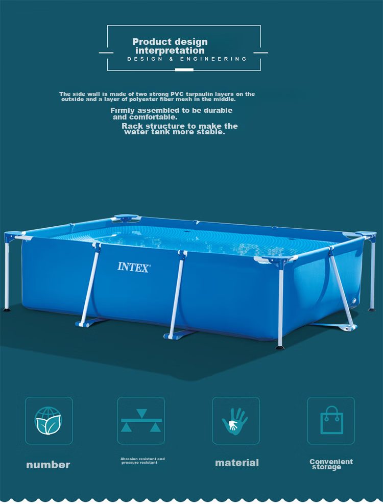 INTEX Raised And Thickened Square Frame Pool Toy, Foldable Family Frame, 28271 3