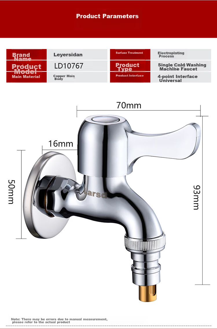 Larsd Washing Machine Faucet, with Automatic Water Stop, Quick-Open Single Cold Water Tap LD10767 18