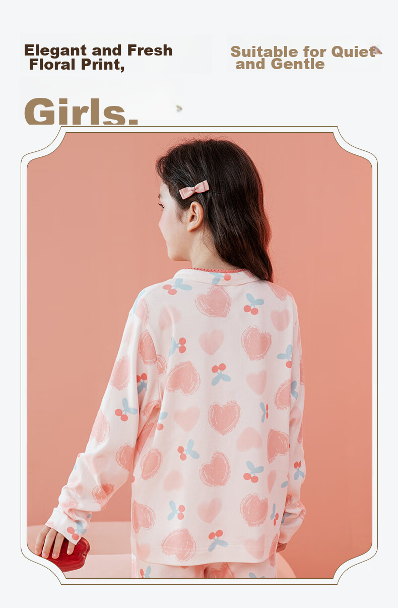 Fenteng Children's Pajamas for Girls, New Chinese Style Pure Cotton Spring National Style Stand Collar Button-Up Loungewear Q9X257930736 5