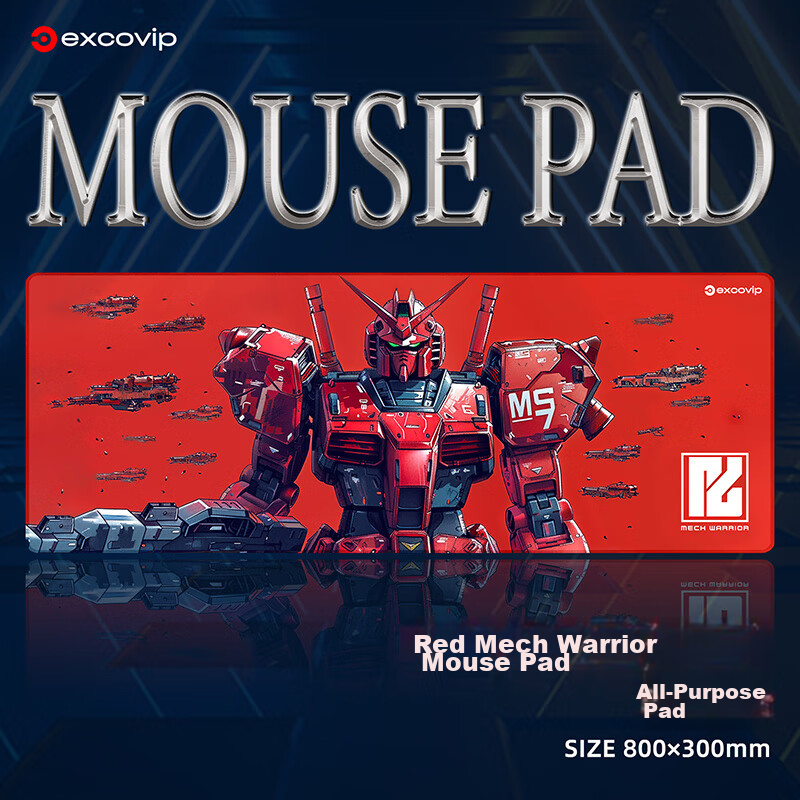 EXCO Red Mecha Warrior Mouse Pad Large Computer Mat Office Desk Mat E-Sports Gaming Cartoon Anime Precision Edge-Locked Keyboard Desk Pad Non-Slip Washable 0260 3