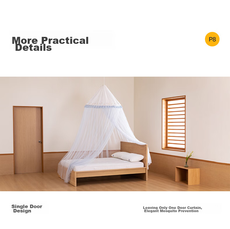 MEDOGA Class A Maternal And Infant Palace-Style Floor Mosquito Net, Home Use, Ceiling-Mounted, No Installation Required, Princess Style, Light Beige, 1.8 Meters [Romantic And Elegant] 31