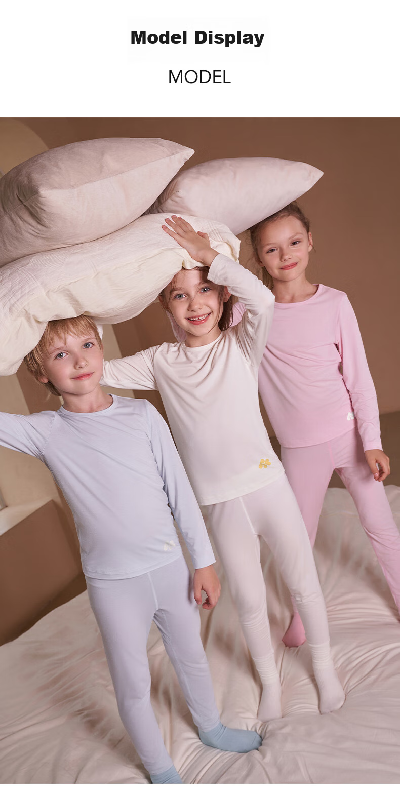 Aimer Kids Thermal Underwear for Girls, Moisture-Wicking And Heat-Generating, Light Warmth Autumn Top And Bottom Set, Purple Striped, Size 130 12