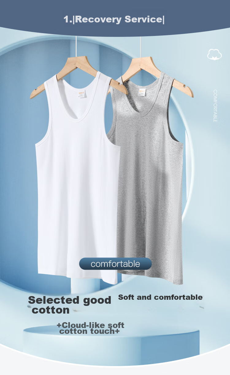 Hodohome Men's Pure Cotton Sleeveless Tank Top, All-Season Undershirt, Basic Undershirt for Men, White, 3XL, 185/110 1