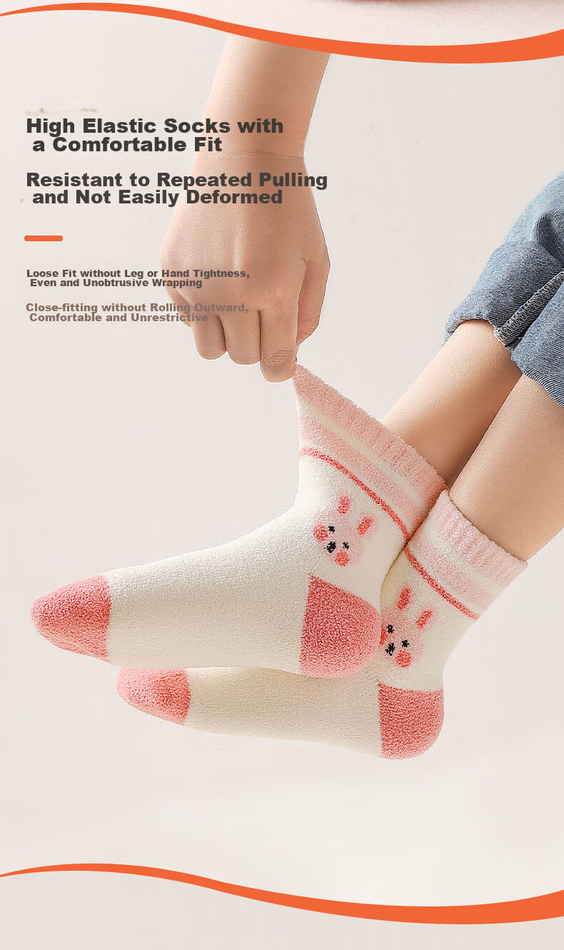 LangSha Children's Socks, Girls' Mid-Calf Cotton Socks, Fleece-Lined And Thickened, Winter Warmth, for Students, Older Girls, Baby Girls, Terry Socks 5