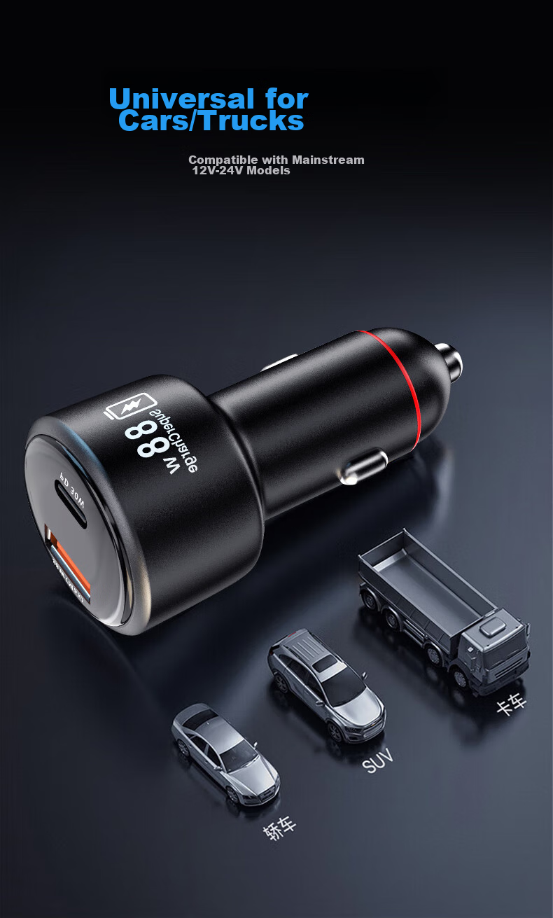 Newmine 120W Car Charger, Fast Charging Cigarette Lighter Adapter, Dual-Port Car Charger Compatible with Huawei/Xiaomi 11