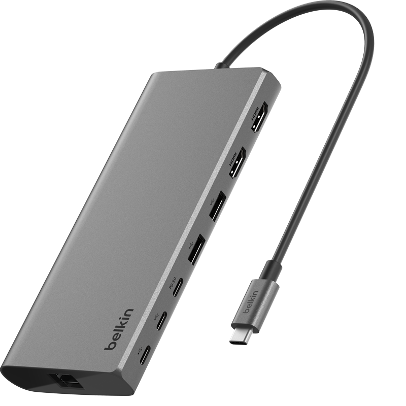 BELKIN Type-C Expansion Dock Dual HDMI Ultra HD 4K Expansion 10Gbps Efficient 8-In Adapter for IPad, MacBook PD Power Delivery Screen Mirroring INC015