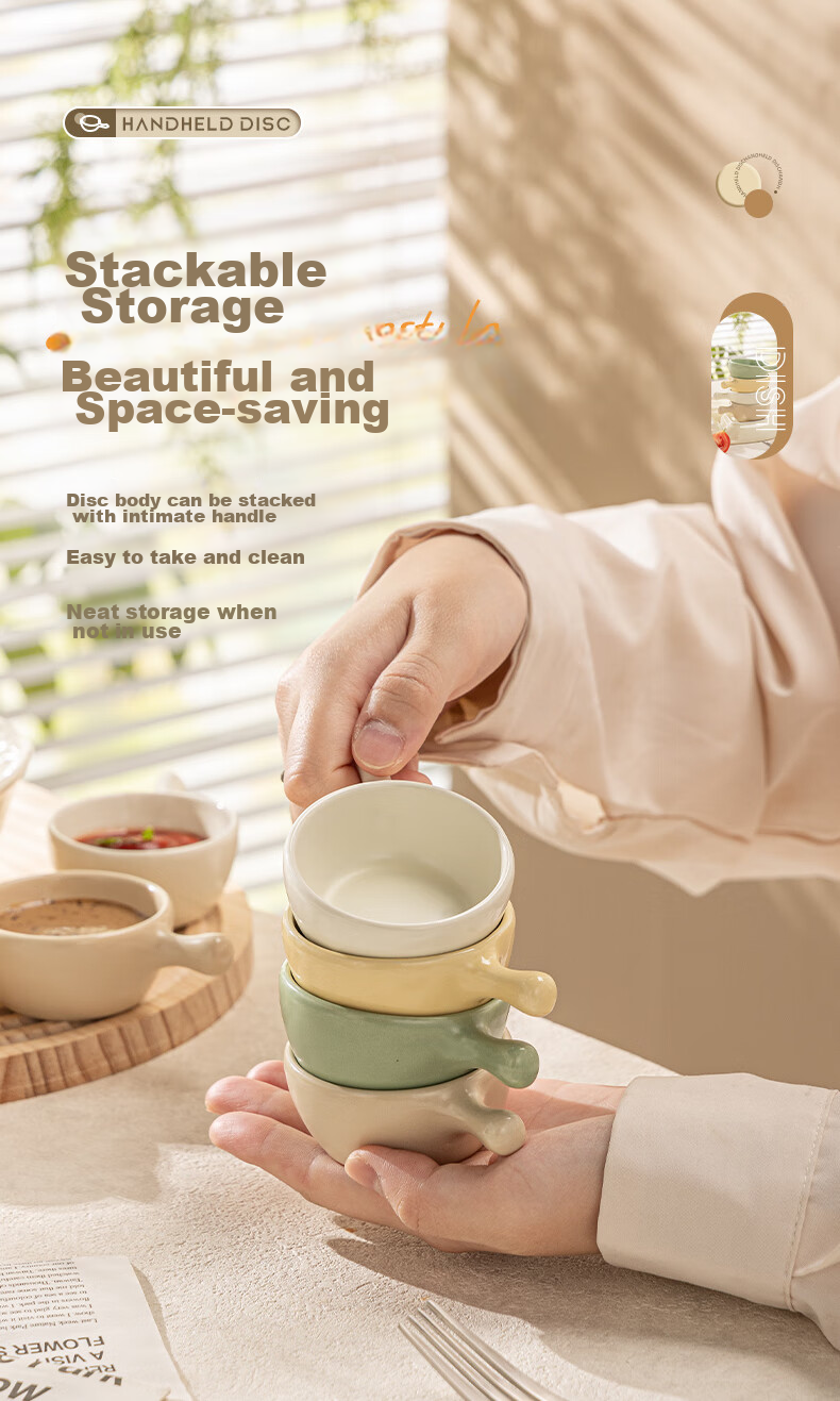 Guangyi Ceramic Four-Color Dipping Sauce Plates, Soy Sauce Dishes, Seasoning Plates, Snack Dishes, Condiment Plates, Ceramic Four-Piece Set GY7448 4