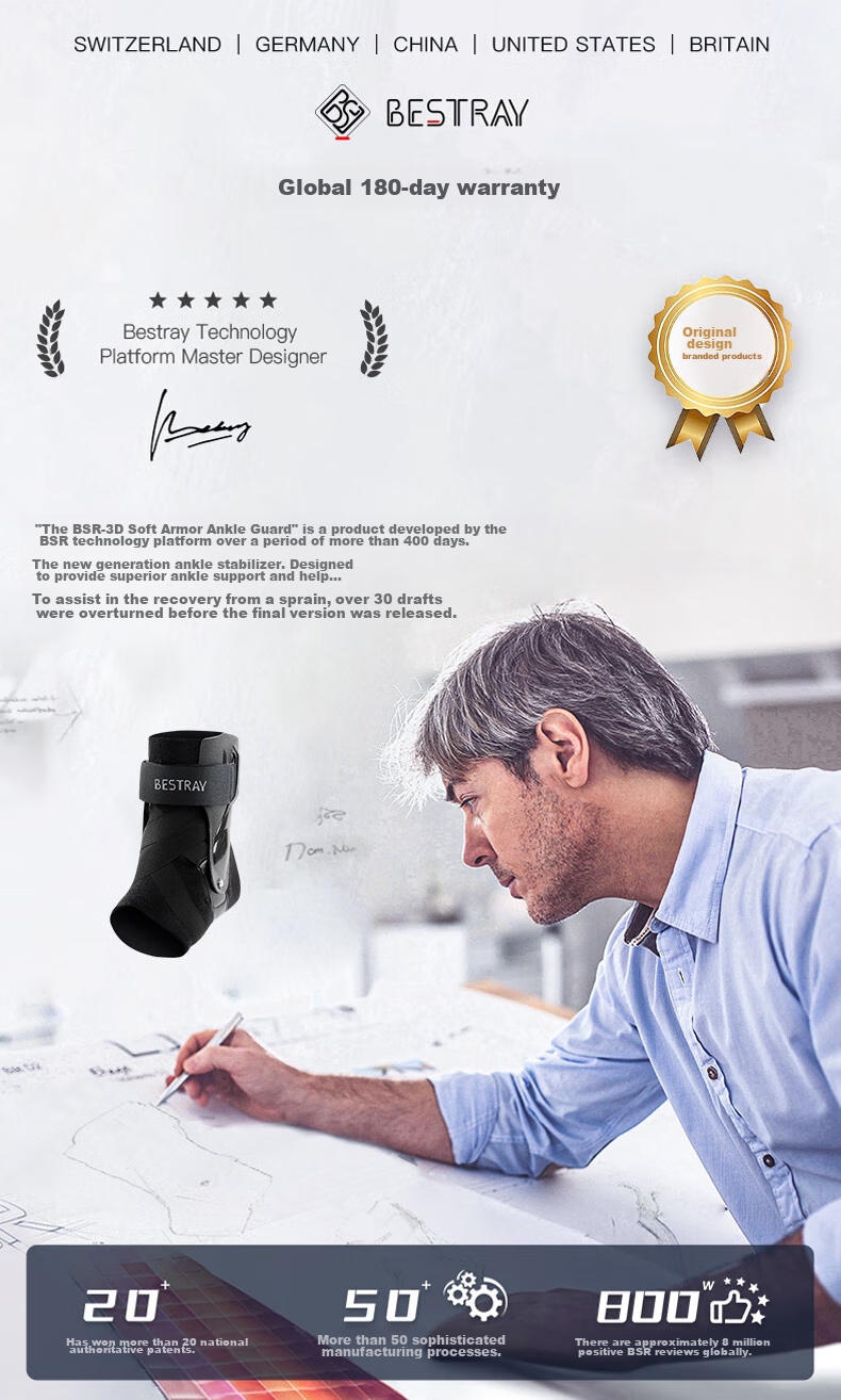 Bestray 3D Sports Ankle Brace, Basketball Anti-Sprain Foot Protector, Ankle Recovery Support, Ankle Joint Protection Sleeve 1