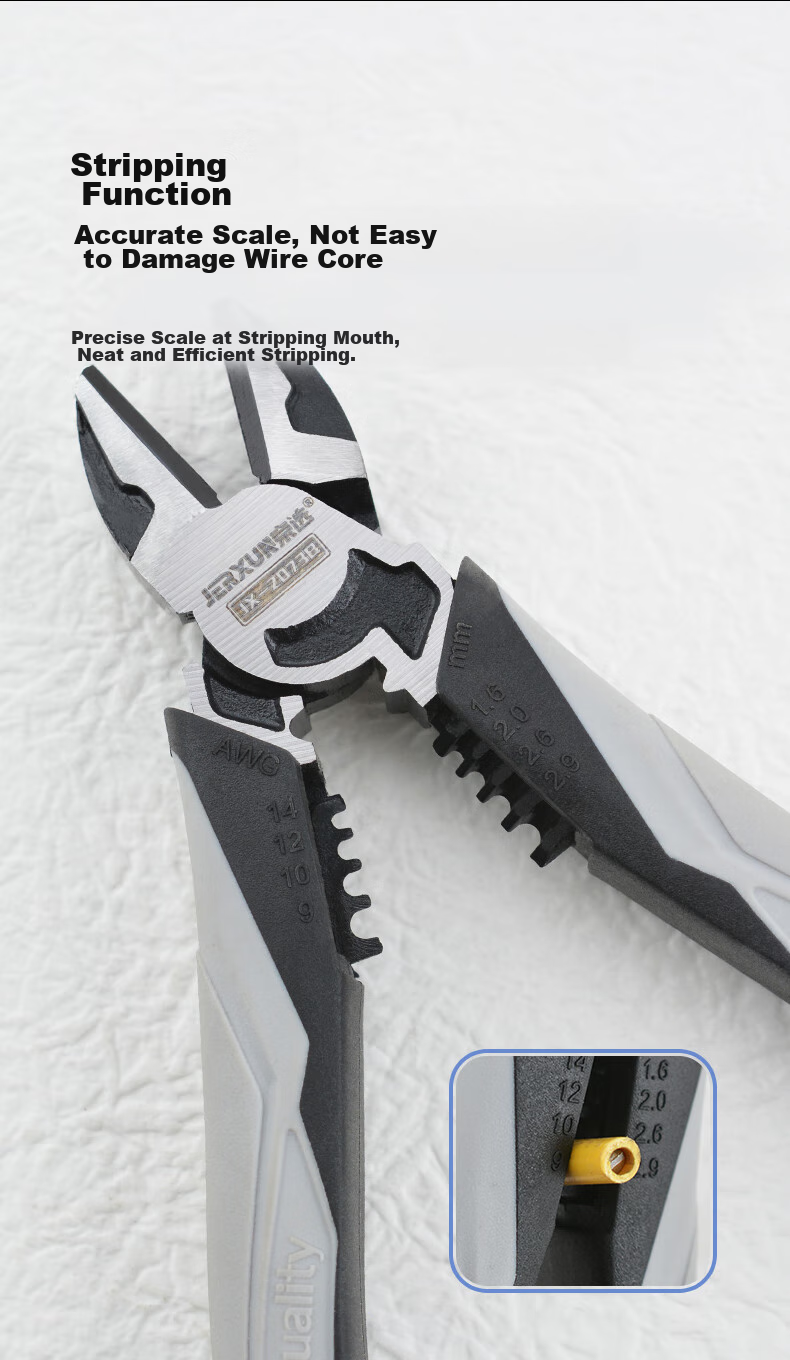 JERXUN Diagonal Cutting Pliers, 7-Inch Offset Diagonal Wire Strippers And Crimpers, Multifunctional Labor-Saving Electronic Pliers Tool 8