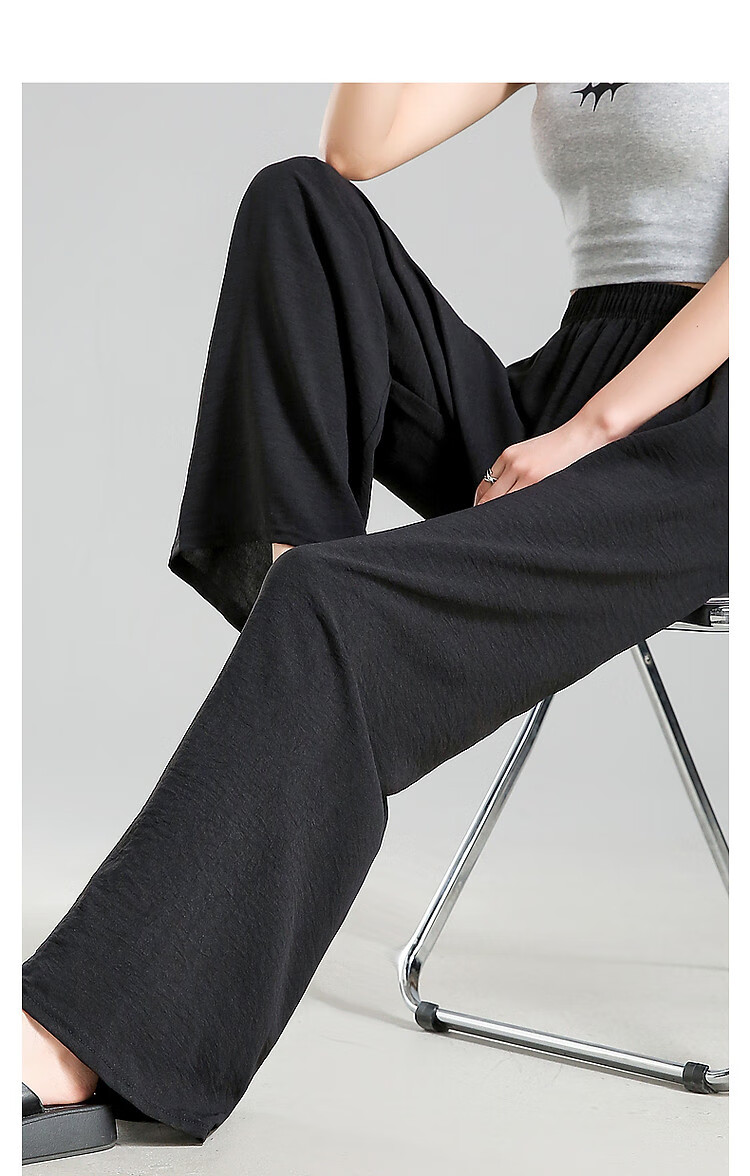 Dme [Dopamine Slim Pants] Summer Commute Elastic Waist Slimming Comfortable Draping Wide-Leg Casual Pants 7