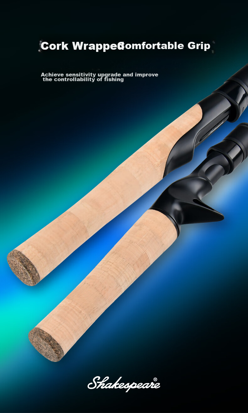 SHAKESPEARE Micro Carbon Fiber Lure Rod Single Rod Solid Tip Fishing Pole for Small Fish And Lures, 1.83m with Pistol Grip UL 9