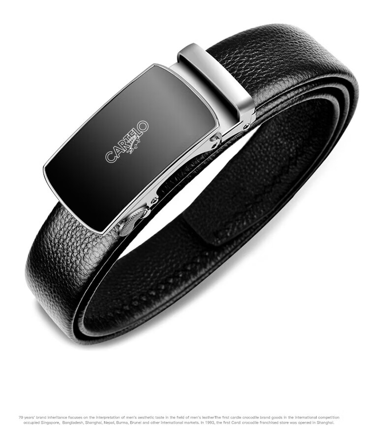 CARTELO Men's Casual Automatic Buckle Belt, Top-Grain Leather, Youth Business Trouser Belt, Gift for Boyfriend Or Father's Day 12