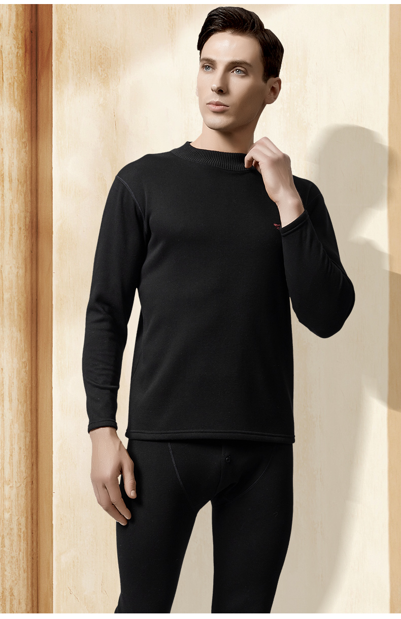 SEPTWOLVES Thermal Underwear for Men, Autumn And Winter Fleece-Lined Thickened Turtleneck Windproof Cold-Resistant Neck Protection Set for Middle-Aged And Elderly 20