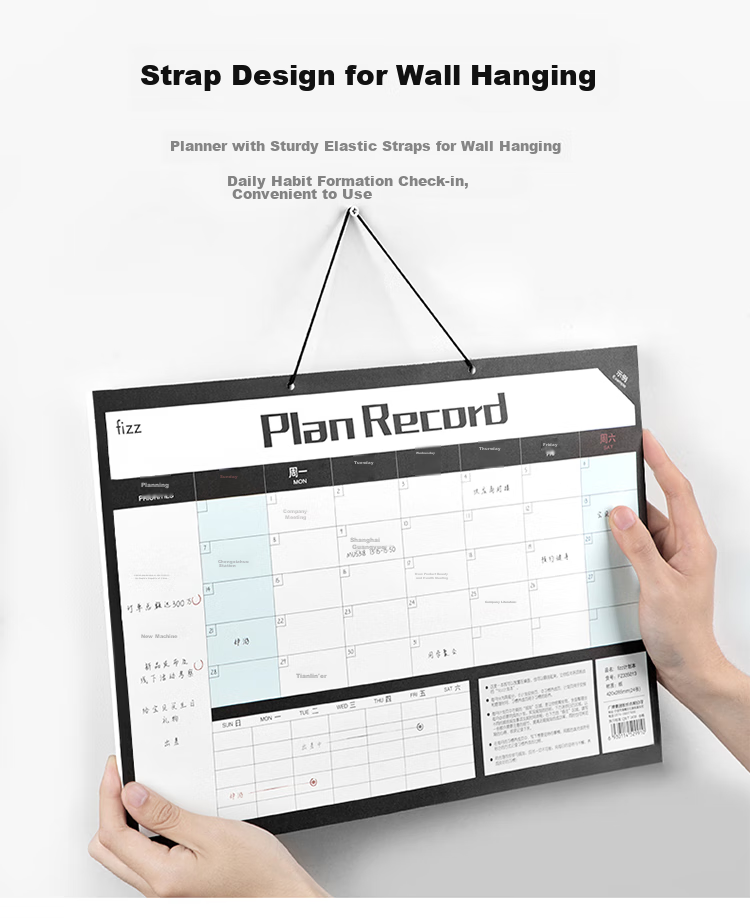 Fizz Calendar Notebook Creative Multifunctional Model Self-Fill Business Office Desk Calendar with Notes, Wall Clock Desktop Ornament for Office, Exam Preparation And Planning FZ335013 11