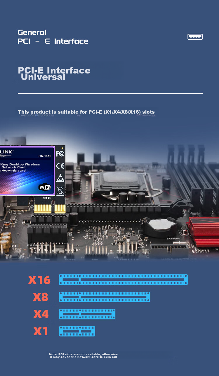EB-LINK Intel 7265 Chip PCI-E Desktop Computer Built-In Wireless Network Card, WiFi 5 Dual-Band 1200M Gigabit Network Card, PCIE Gaming Desktop Computer Network Card 9