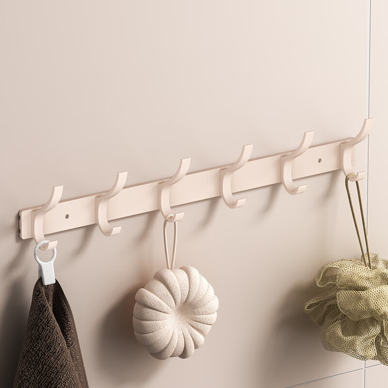 Huxiansen Cream-Colored White Hooks, Strong Adhesive, Bathroom Wall Coat Rack, Door Back Hook without Drilling
