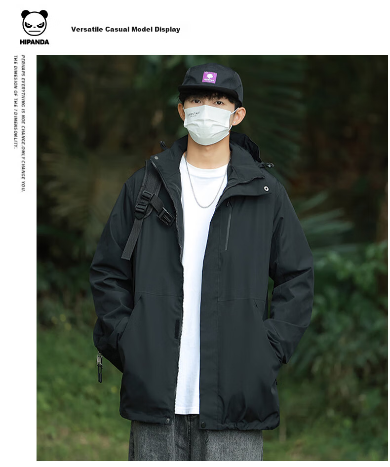 HIPANDA Hello Panda Jacket for Men And Women, 2026 Hooded Jacket, Couple's Outfit, Outdoor Hiking Wear, Army Green, Size M 26
