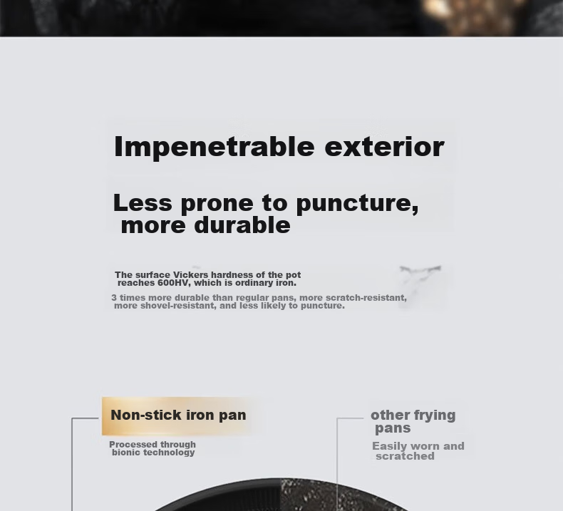 Kobach Wok Iron Pan Non-Stick Frying Pan, Uncoated Bionic Non-Stick Iron Pan, Suitable for Stove, 32cm 14