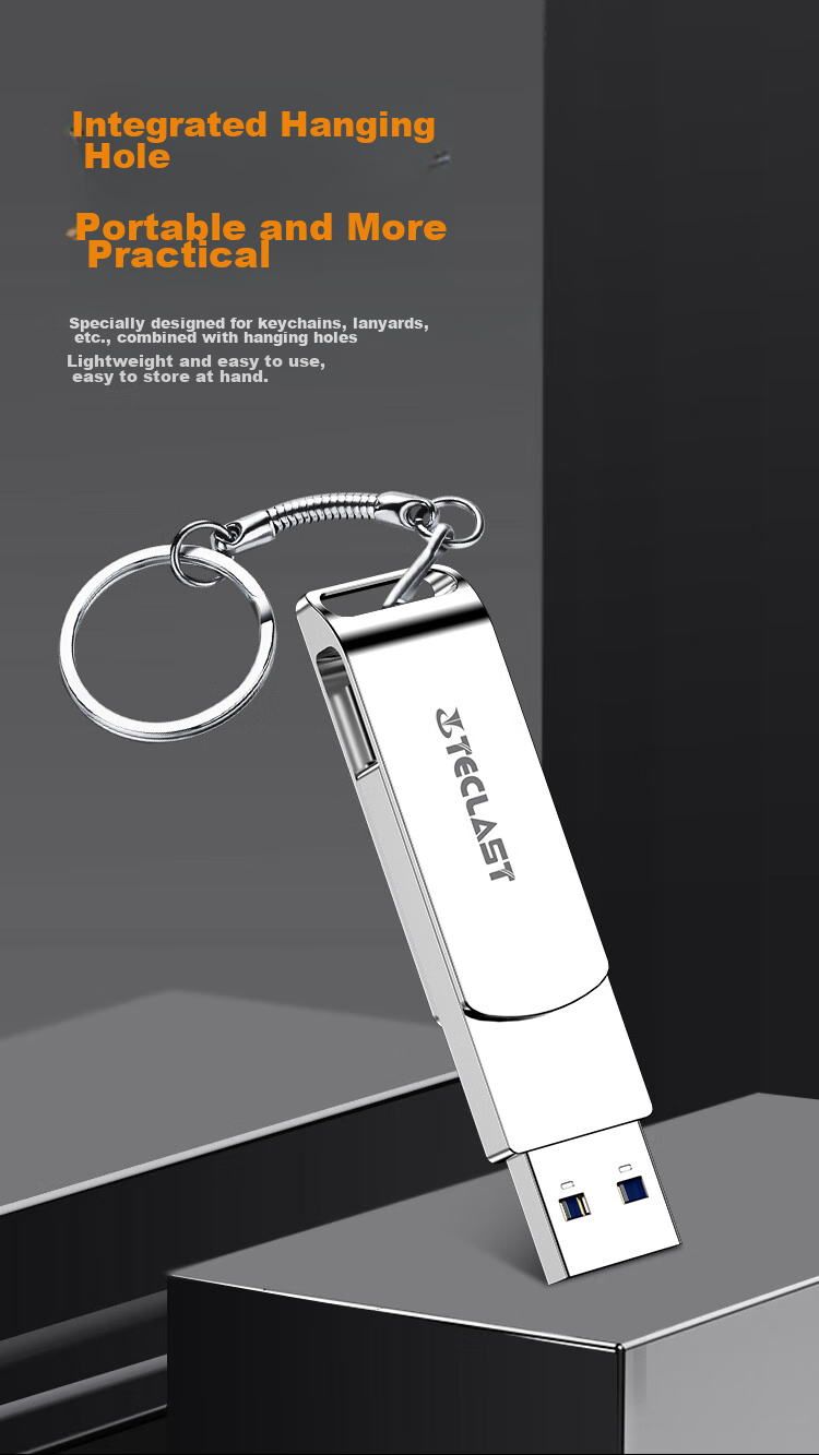 TECLAST 64GB Type-C Dual Interface Flash Drive, USB3.2 High-Speed C Port Large Capacity Universal for Phones And Computers, Office Study Business Metal USB Drive 6