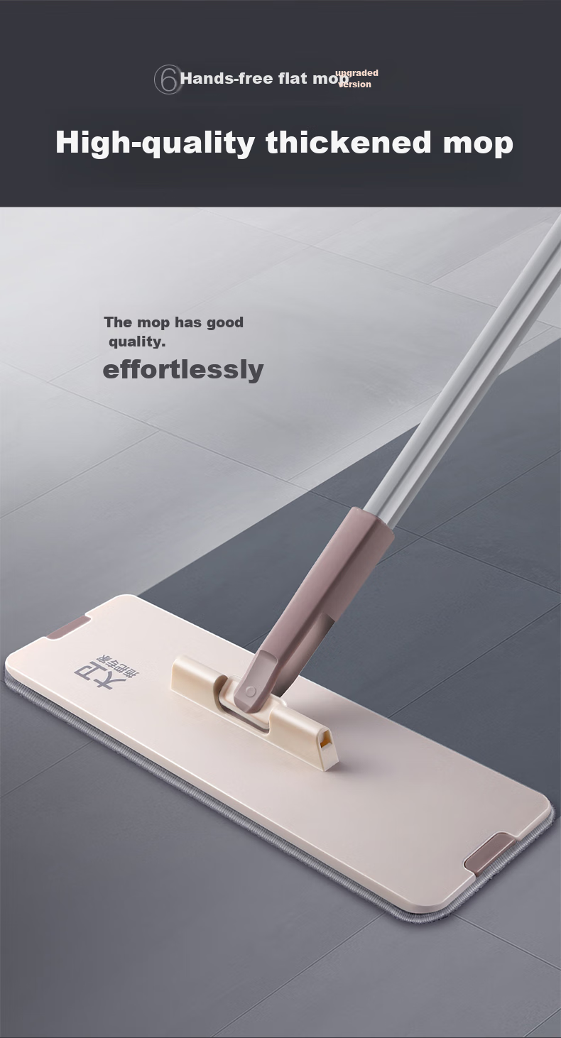 Dawei Flat Mop, 36cm, with Two Cloth Strips And Bucket, No Hand Washing Required, Thickened Mop, Suitable for Both Dry And Wet Use, Squeegee Z9 7