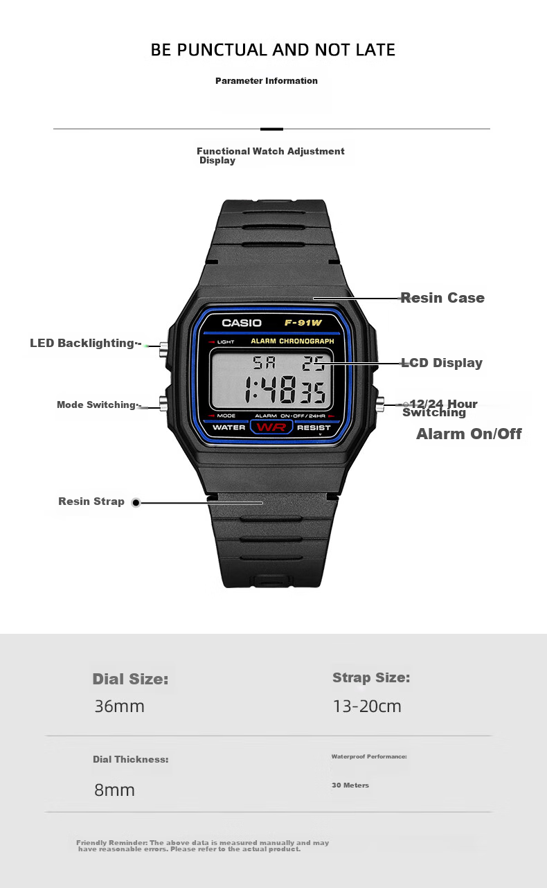 Casio Watch, Men's Retro Small Square Sports Waterproof Student Watch for Men And Women, F91W Series Watch W-218H 4