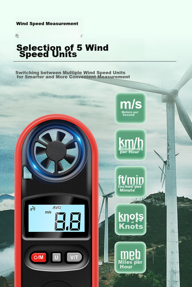 DELIXI ELECTRIC Anemometer, High-Precision Wind Speed Measurement Instrument, Air Volume Meter, Wind Speed Sensor, Handheld 8