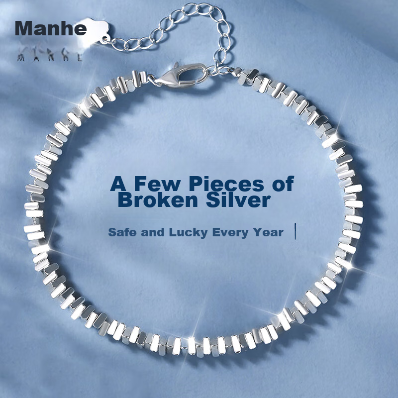 MANHE S999 Sterling Silver Bracelet for Women, 2026 New Style Beaded Bracelet Jewelry, Birthday Gift for Wife Or Girlfriend