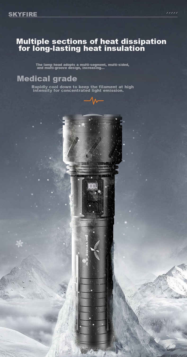 SkyFire Flashlight: High Brightness, Zoomable, Long-Lasting Battery Life, Long-Range Illumination, Laser Outdoor Light with 40000mAh Capacity 32
