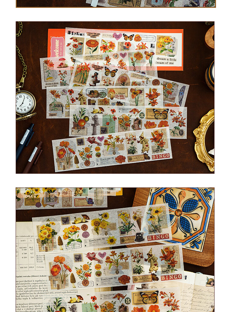 Yuhe Segmented Planner Tape Stickers, Landscape Decorative Stickers And Paper Journal Materials DIY Gift for Girls Children's Day Present, 4 Styles in Total 24 Pieces 4269 6
