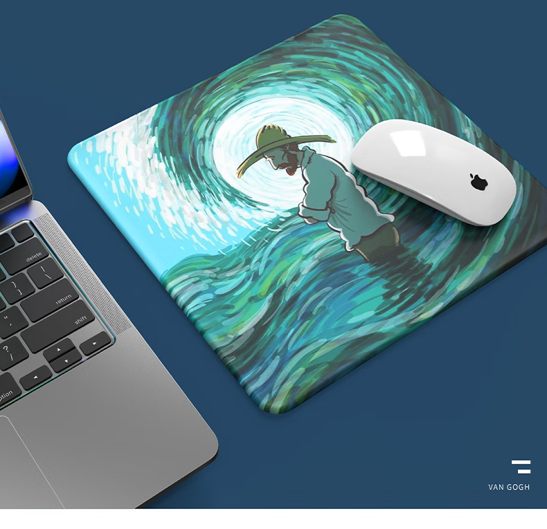 Jiasu Office Mouse Pad, Thickened Silicone Creative Mouse Pad for Men And Women, Personalized Van Gogh Oil Painting Wrist Support Mouse Pad 【Van Gogh - Train】Silicone Mouse Pad 5